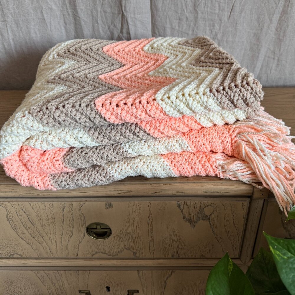 Mid-Century Afghan Blanket - Chevron